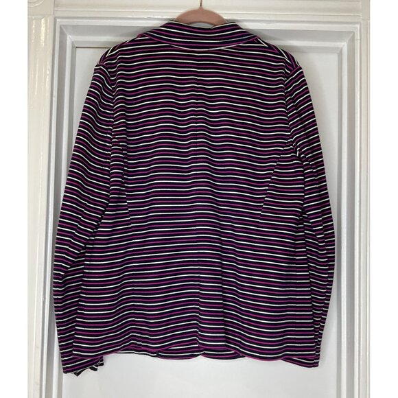Talbots Soft Knit Navy, Pink, Striped Blazer Lightweight Size 1X - Picture 2 of 6